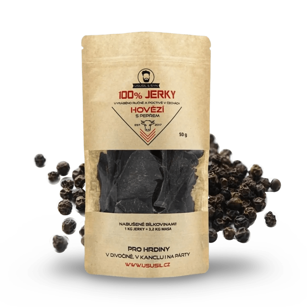 Jerky hovězí s pepřem 50g - FitMar.cz