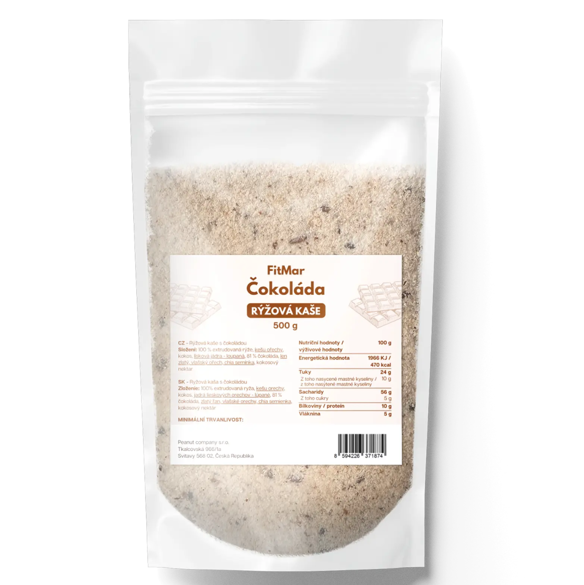 FitMar Rýžová kaše čokoláda 500 g - FitMar.cz