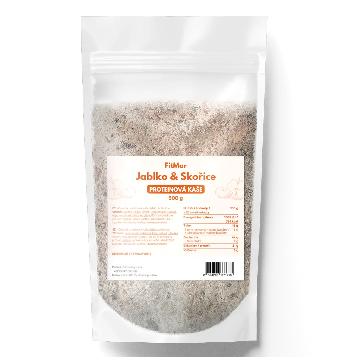 FitMar Proteinová ovesná kaše jablko a skořice 500 g - FitMar.cz