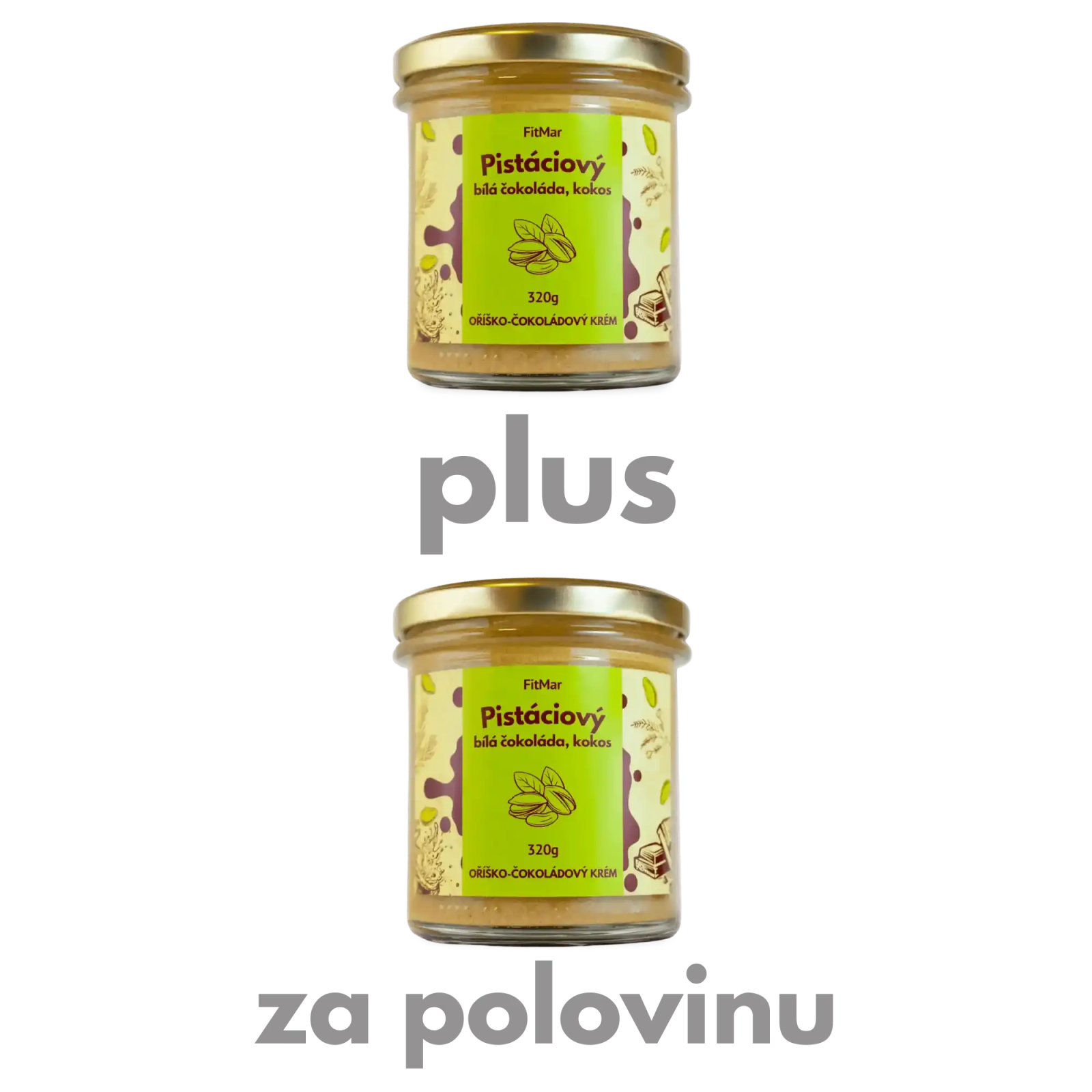 Pistáciový krém s kokosem a bílou čokoládou 1+1 za půlku - FitMar.cz