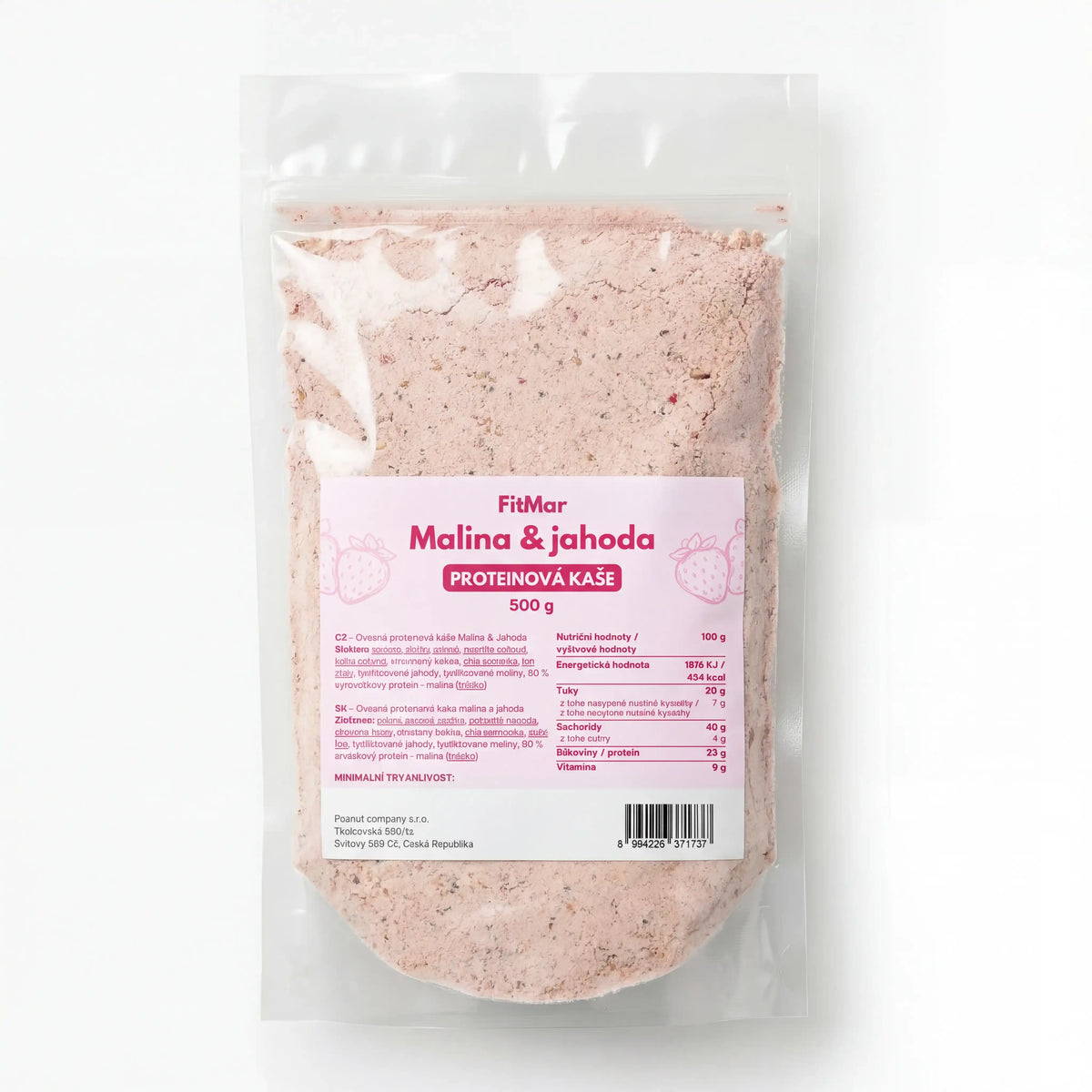 Minútová proteínová ovsená kaša Malina a jahoda 500 g