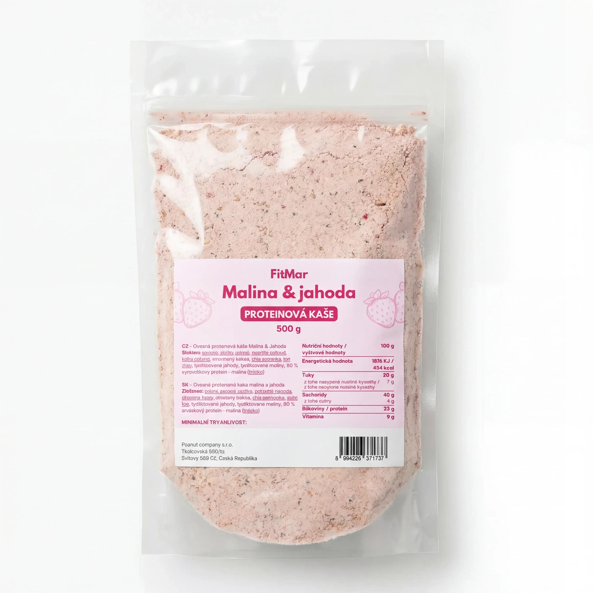 Minútová proteínová ovsená kaša Malina a jahoda 500 g