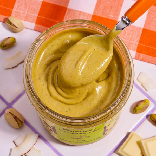 Pistáciový krém s kokosom a bielou čokoládou