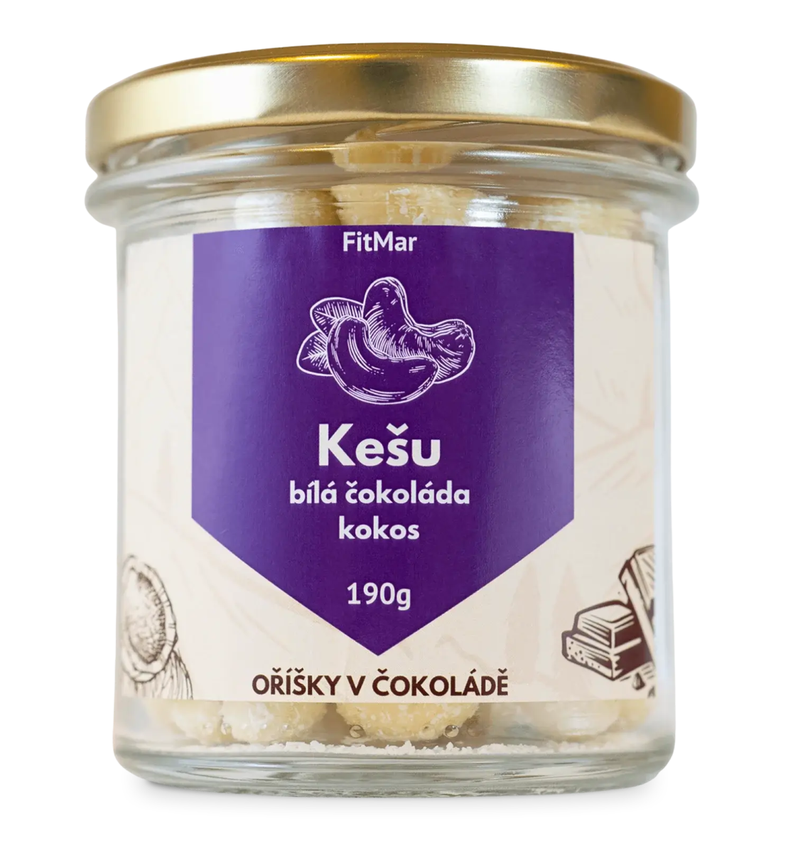 Kešu v bílé čokoládě a kokosu - FitMar.cz