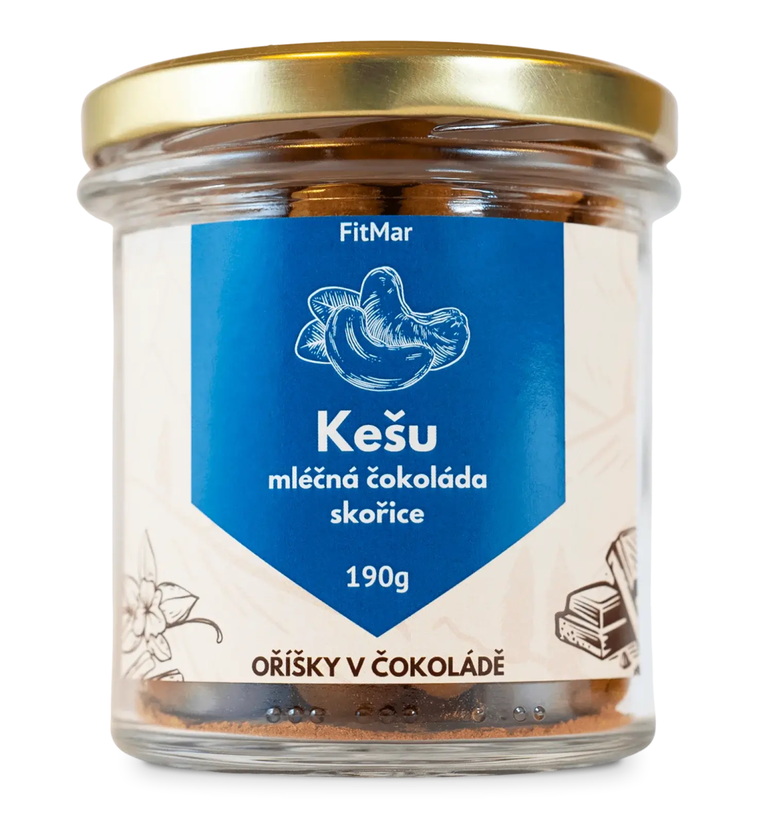 Kešu v mléčné čokoládě a skořici - FitMar.cz