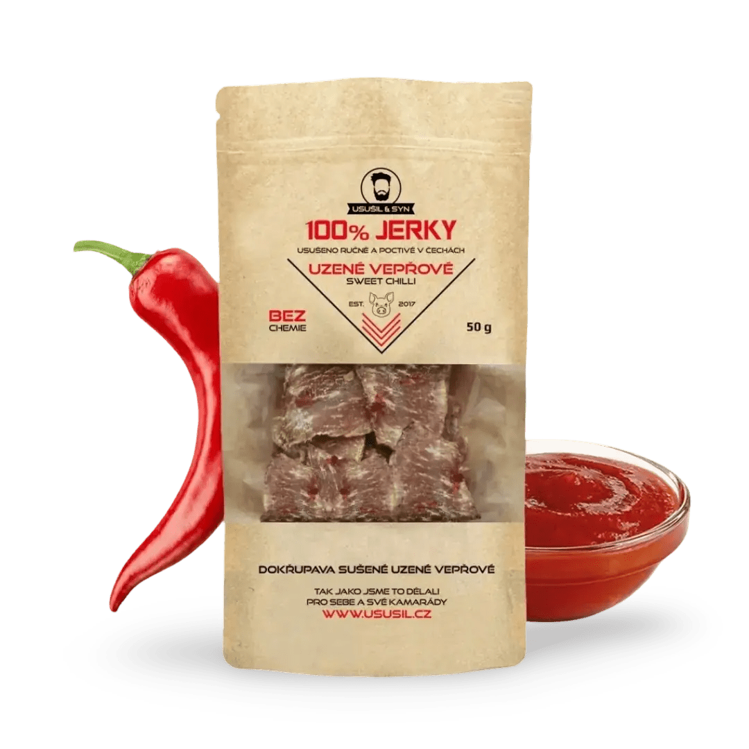100% JERKY PORK ČIPS SWEET CHILLI 50 g - FitMar.si