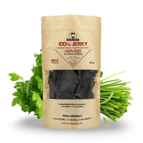 Jerky hovězí s koriandrem 50g - FitMar.cz