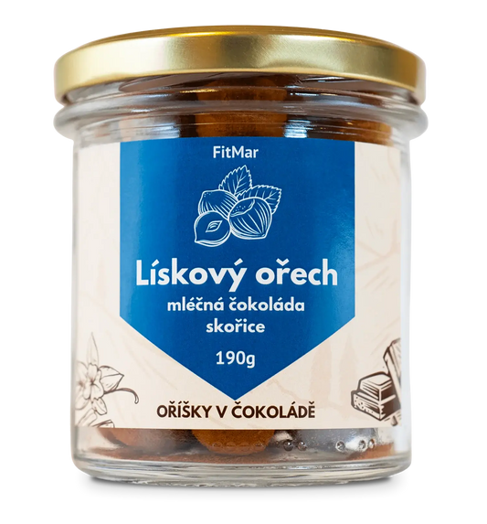 Lieskové orechy v talianskej mliečnej čokoláde a škoricu