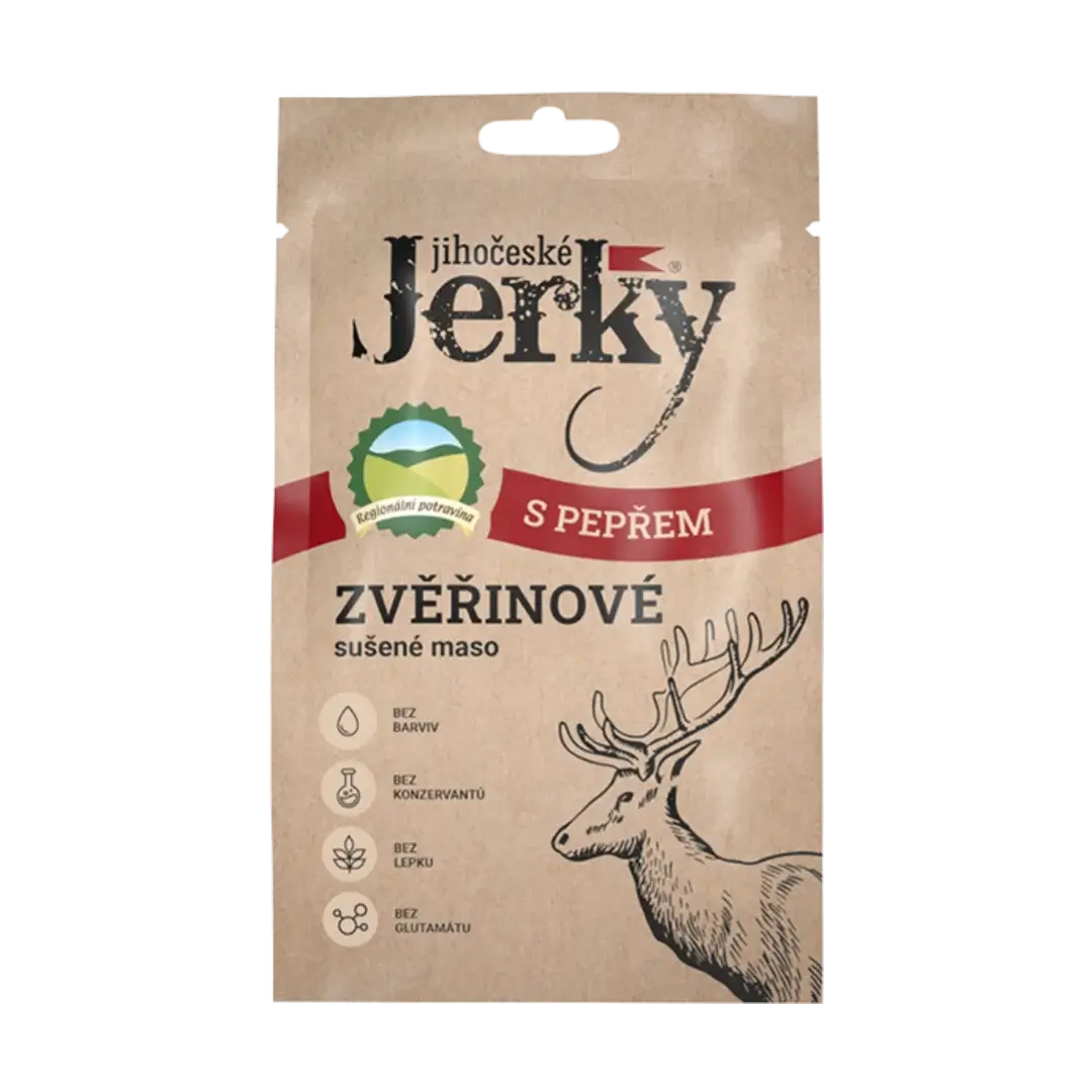 Juhočeské Jerky zverinové s čiernym korením 20 g