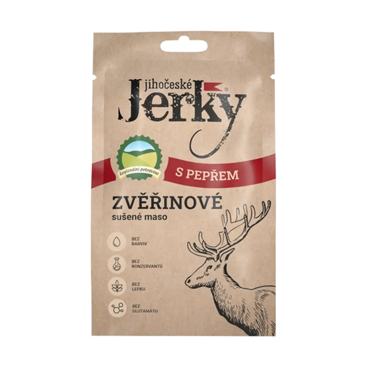 Juhočeské Jerky zverinové s čiernym korením 20 g