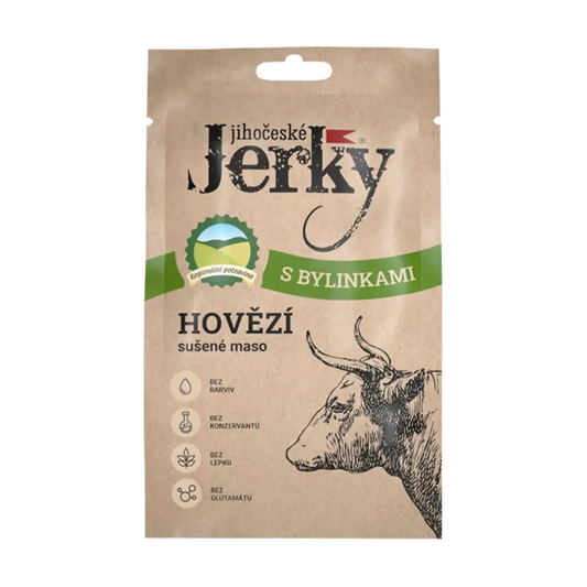 Juhočeské Jerky hovädzie s bylinkami 20 g